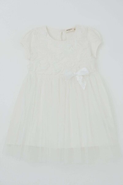 Breeze Rochie pentru fete cu aplicații florale 3D cu margarete și detaliu fun...