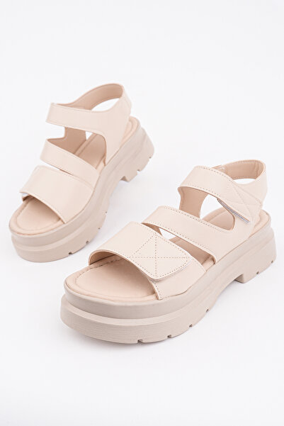 Madam Tarz Σανδάλια με χοντρή σόλα και ταινία Velcro, μοντέλο İKR-720