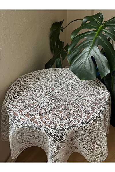 BRL ÇEYİZ HOME Κάλυμμα τραπεζιού Fiskos Προίκα με τούλι με κορδόνια