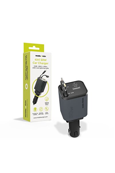 Mobile Origin 4 σε 1 Φορτιστής Αυτοκινήτου 50W CA28 - USB-C, USB-A, USB-C και...