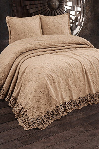 Hig Store Διπλό κάλυμμα κρεβατιού - Μπεζ - Geblümt