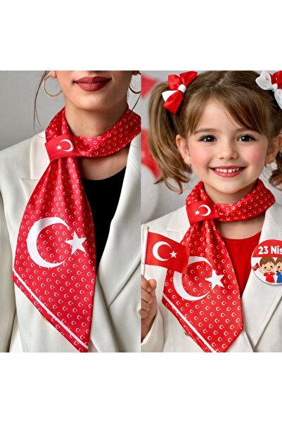 EMAYS DESIGN 23 April Special Turkish Flag Scarf Set – Child & Adult Double C...