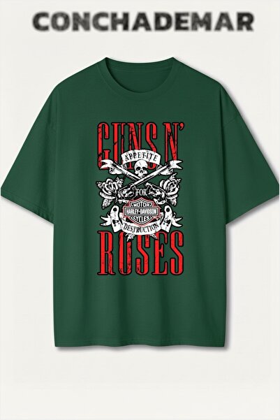 Vordevia Guns N' Roses Printed Premium Oversized Cotton Lu T-Shirt