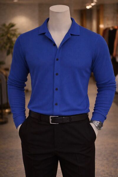 zs zaos fashion Πουκάμισο - Μπλε - Casual