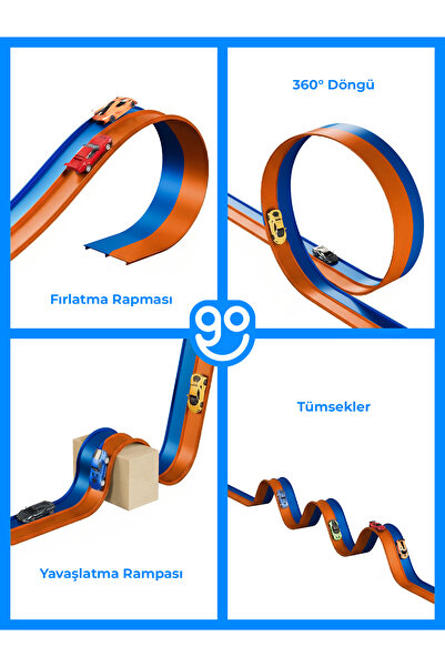 Go Toys Go Track Dual Color Flexible Racing-Action Track 4.5 Mt Orange-Navy Blue