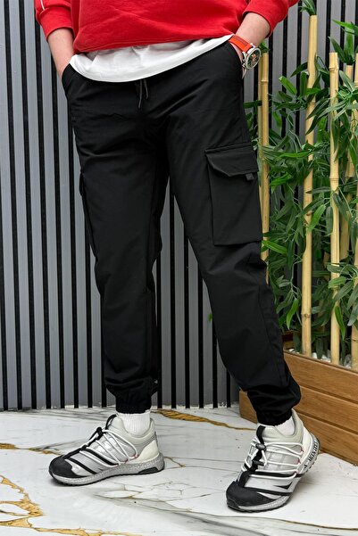 WAFRA بنطلون رجالي مريح بخصر مطاطي من نوع باراشوت كارجو