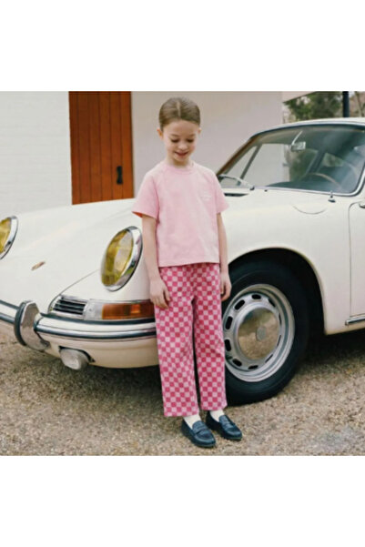 La ciel Paris Damalı Pembe Denim Pantolon