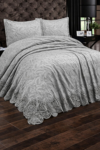 Hig Store Διπλό κάλυμμα κρεβατιού - Γκρι - Geblümt