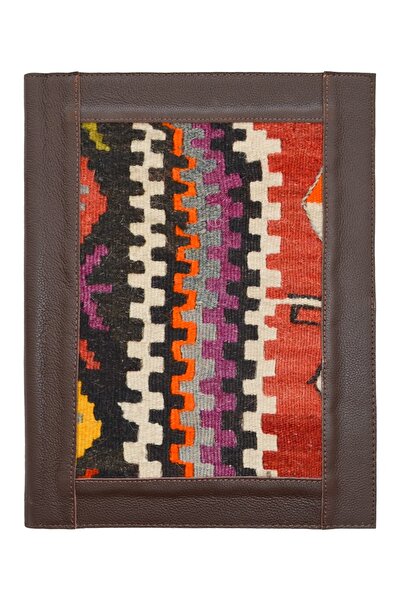 KilimCo. Antique Kilim Detailed A4 Size Bitter Brown Color Leather Organizer