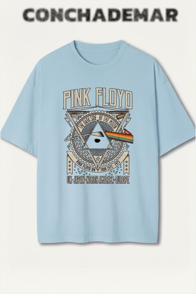 Vordevia Tricou din bumbac premium supradimensionat cu imprimeu Pink Floyd
