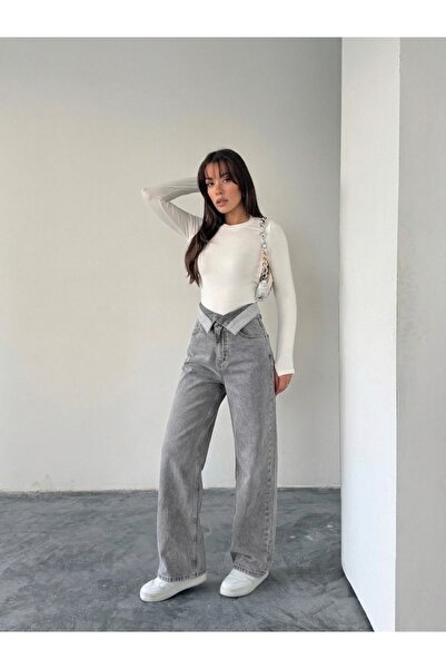 bluemarlin Τζιν με ζώνη στο γιακά, σε ιδανική εφαρμογή, γκρι χιονάτο, με φαρδ...