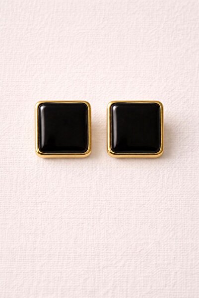 Lisse.co Black Square Vintage Steel Earrings