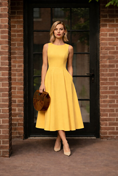 GAMZE ALPTEKİN Premium Κομψό Γυναικείο Φόρεμα – Αμάνικο, Μάξι Μήκος, Μοντέρνο...