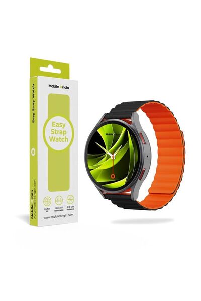 Mobile Origin Easy Strap Μαγνητικό Λουράκι Ρολογιού, 20mm, Μαύρο/Πορτοκαλί