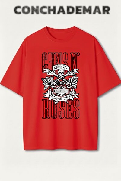 Vordevia Guns N' Roses cu imprimeu Premium supradimensionat bumbac piese tricou