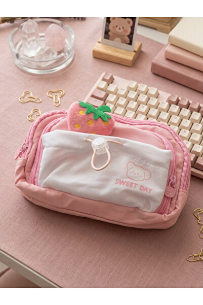 Dörtel Tedarik Τσάντα μακιγιάζ με 3 διαμερίσματα και διχτυωτή θήκη για στυλό