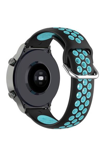 SILKASE Αθλητικό λουράκι υγρής σιλικόνης για Smartwatch (20mm), Μαύρο/Κυανό Μπλε