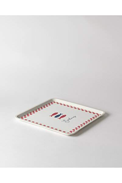 Madame Coco Sealy Square Tray - Red/Navy Blue