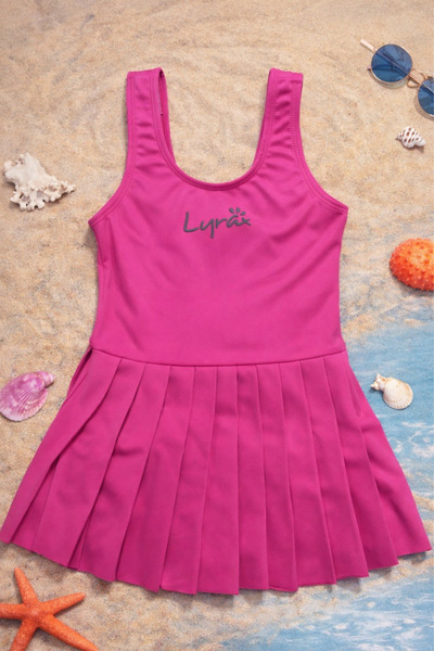 Krazber Κοριτσίστικο Φόρεμα Μαγιό Μαύρο Πλισέ Ολόσωμο Μαγιό με Φούστα