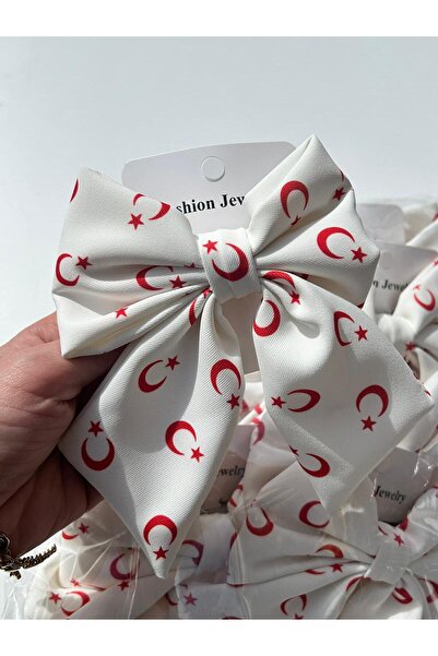 Chocuk Red and White Turkish Flag 29 October 23 April Fabric Automatic Bow Lu...