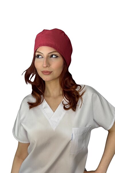 ÇİMEN BUTİK Pamuklu Poplin Cerrahi Ve Aşçı Bone Bordo Renk