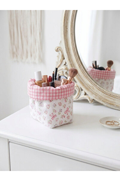 soft rabbit Pembe Pötikare ve Kurdele Desenli Çok Amaçlı Organizer - Makyaj, ...