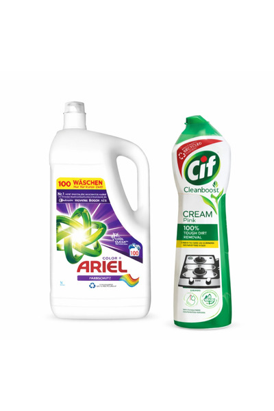 Cif Κρεμ Ροζ Cleanboost + Υγρό Απορρυπαντικό 100 Πλύσεις