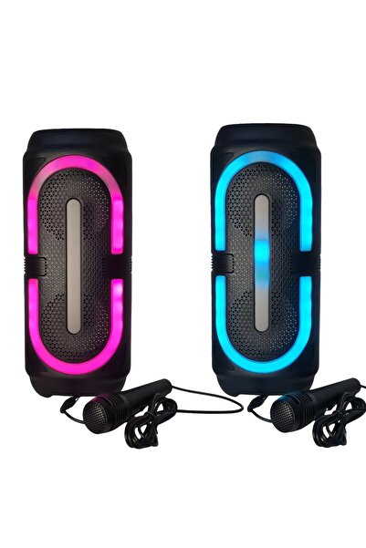 BETWEEN GTS-2132 Mikrofonlu RGB LED Işıklı Taşınabilir Bluetooth Hoparlör USB...