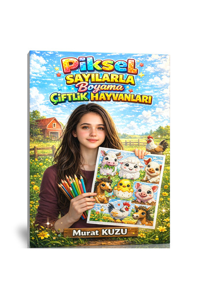 Enine Boyuna Eğitim 🐄 Piksel Sayılarla Boyama – Çiftlik Hayvanları (Tek Yüze...