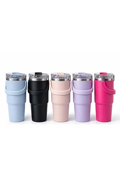 Store 900 Ml Kulplu Paslanmaz Çelik Termos Mug Vakumlu Isı Yalıtımlı Bardak 2...