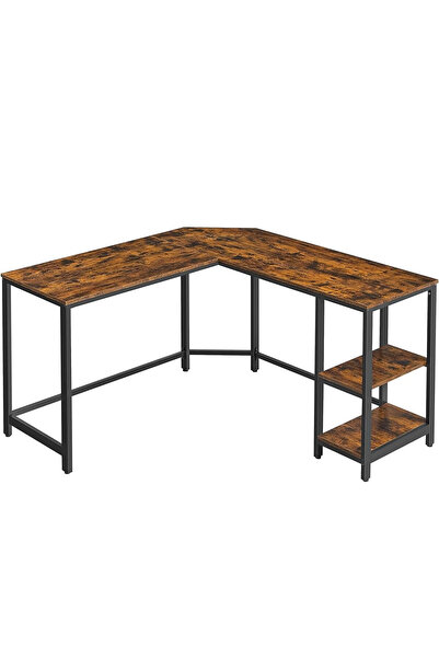 VASAGLE Γωνιακό γραφείο σε σχήμα L με ράφια, μεταλλικό σκελετό, 120x130x76 εκ...