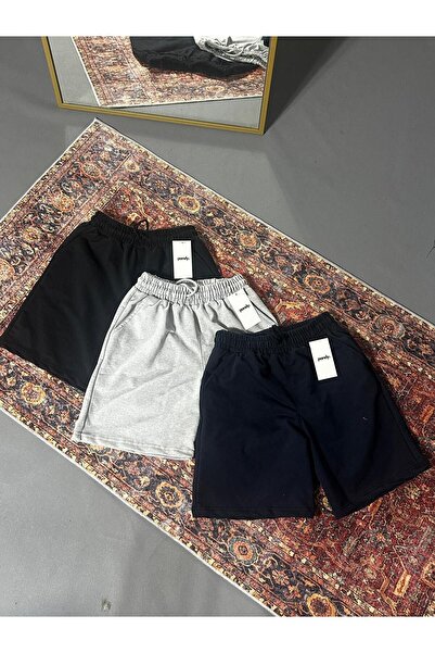 SURMARİ Set of 3 Comfortable Fit Unisex Combed Cotton Sports Shorts