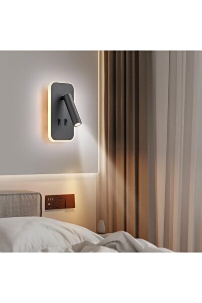 Empressco Dekoratif Yatak Başı Okuma Lambası 12 Watt Gün Işığı Çift Kademeli ...