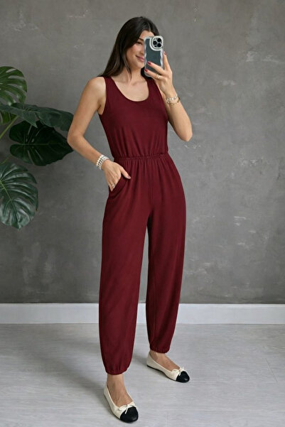 MODA Fashion Round Neck Strap Pocket Women's Jumpsuit