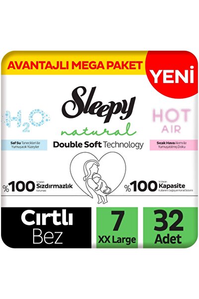 Sleepy Natural Double Soft Avantajlı Mega Paket Bebek Bezi 7 Numara Xxlarge 3...