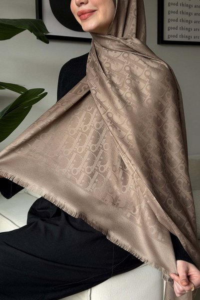 diorel D Model Cotton Silk Shawl-Beige