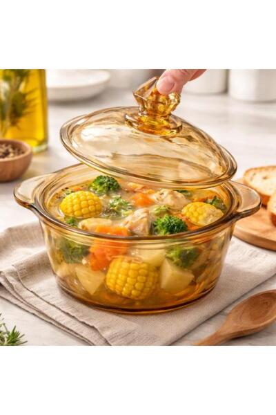 Generic Amber Glass Pot with Diamond Lid