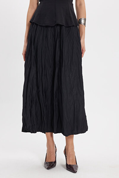 Tudors Γυναικεία φούστα με άνετη εφαρμογή, ελαστική μέση, μήκος μίντι, μαύρη,...