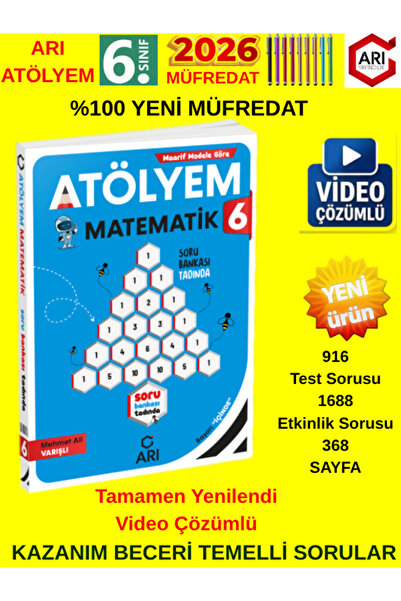 Arı Yayıncılık Arı Yayınları 2026 6.Sınıf Atölyem MATEMATİK %100 Yeni Müfreda...