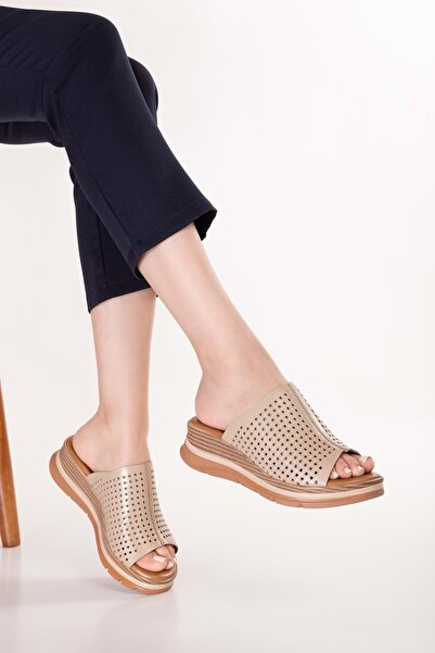 Gondol Γνήσιο δέρμα διάτρητο γυναικείο παντόφλες καθημερινής χρήσης elnr.657 ...