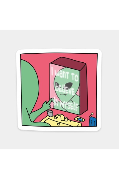 The Sticker Story. أريد أن أؤمن بالنفذة الإيمانية، ملصق فضائي