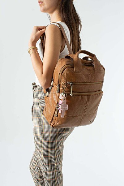 571 Collections Çanta Washed Leather, Multi-Compartment, Laptop Compartment B...