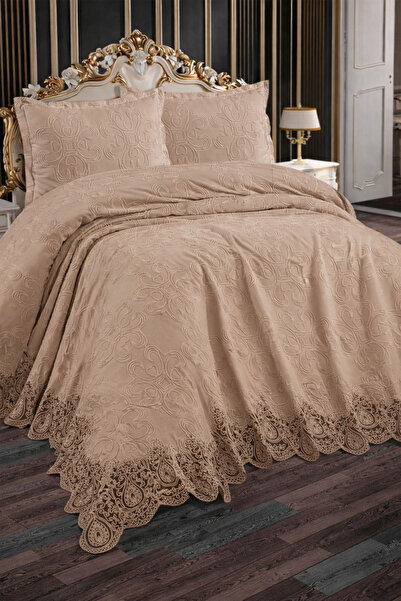 Hig Store Natalie French Guipure Dowry Σετ Κάλυμμα Κρεβατιού Διπλό Μεγάλο Σετ...