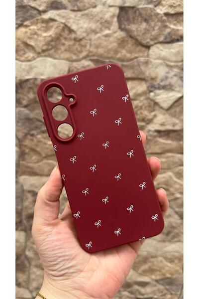 Vip Case Samsung Galaxy A55 Uyumlu Beyaz Fiyonk Desenli Silikon Darbe Emici K...