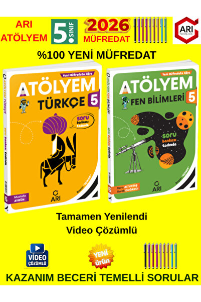 Arı Yayıncılık Arı 2026 5.Sınıf Atölyem Seti Türkçe-Fen Bilimleri %100 Yeni M...
