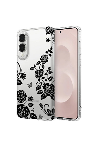 bestcase Αντικραδασμική Θήκη για Samsung Galaxy S25 Edge, Φλοράλ - Μαύρο Τρια...