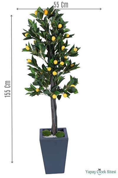 Yapay Çiçek Sitesi Yapay Limon Ağacı 155 cm Ahşap Saksıda