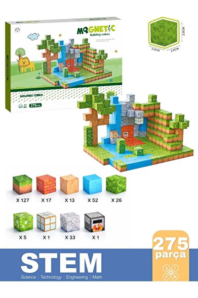 Oscar 275 Parça Manyetik Yapı Blokları - Mıknatıslı Minecraft Küp 3D STEM Eği...