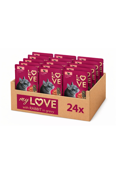 LOVE My Hrana Umeda Pisici Adulte Iepure In Sos Plic 85gr 24/bax