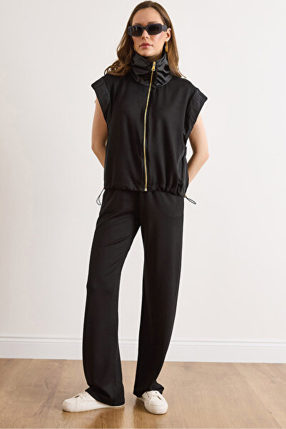 Olalook Γυναικείο Μαύρο Σετ με Διακοσμητικά Στοιχεία και Ρευστή Εφαρμογή (Άνω...